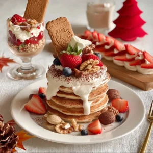 Lotus Biscuit Pancakes with Fruit & Cream Recipe