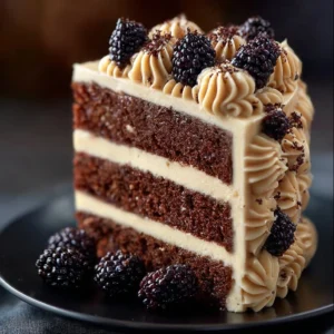 Mocha Layer Cake with Coffee Buttercream & Blackberries Recipe
