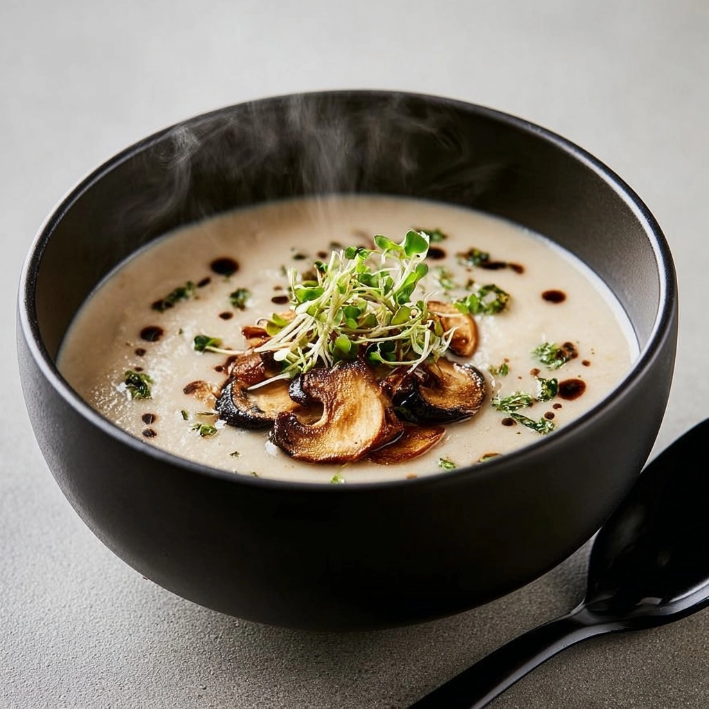 Miso Mushroom Soup with Truffle Oil Drizzle Recipe