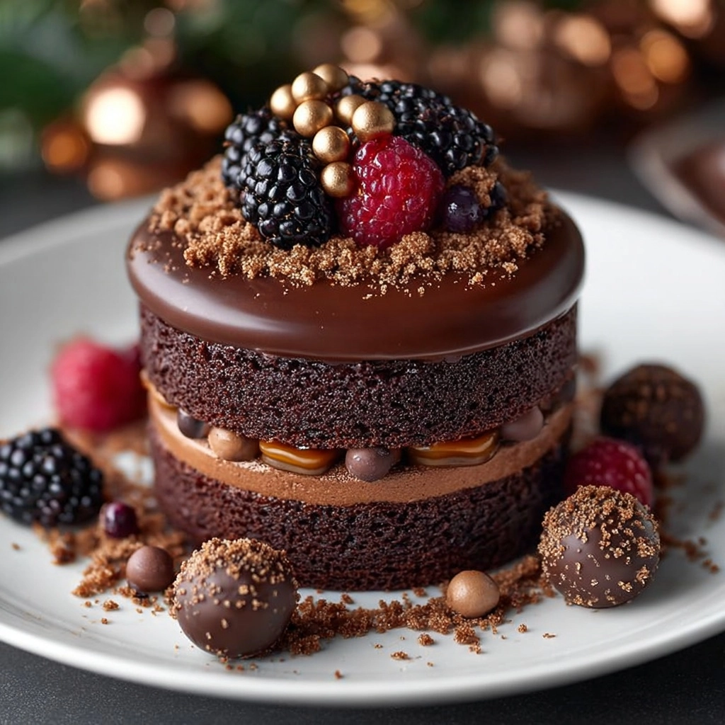 Festive Chocolate Layer Cake with Ganache & Berries Recipe