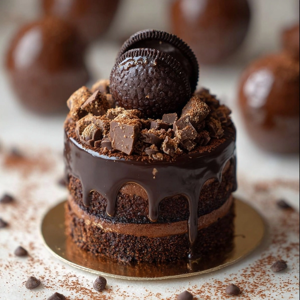 Mini Chocolate Drip Cake with Truffle Topping Recipe 3 Mini Chocolate Drip Cake with Truffle Topping Recipe - Recipe Image