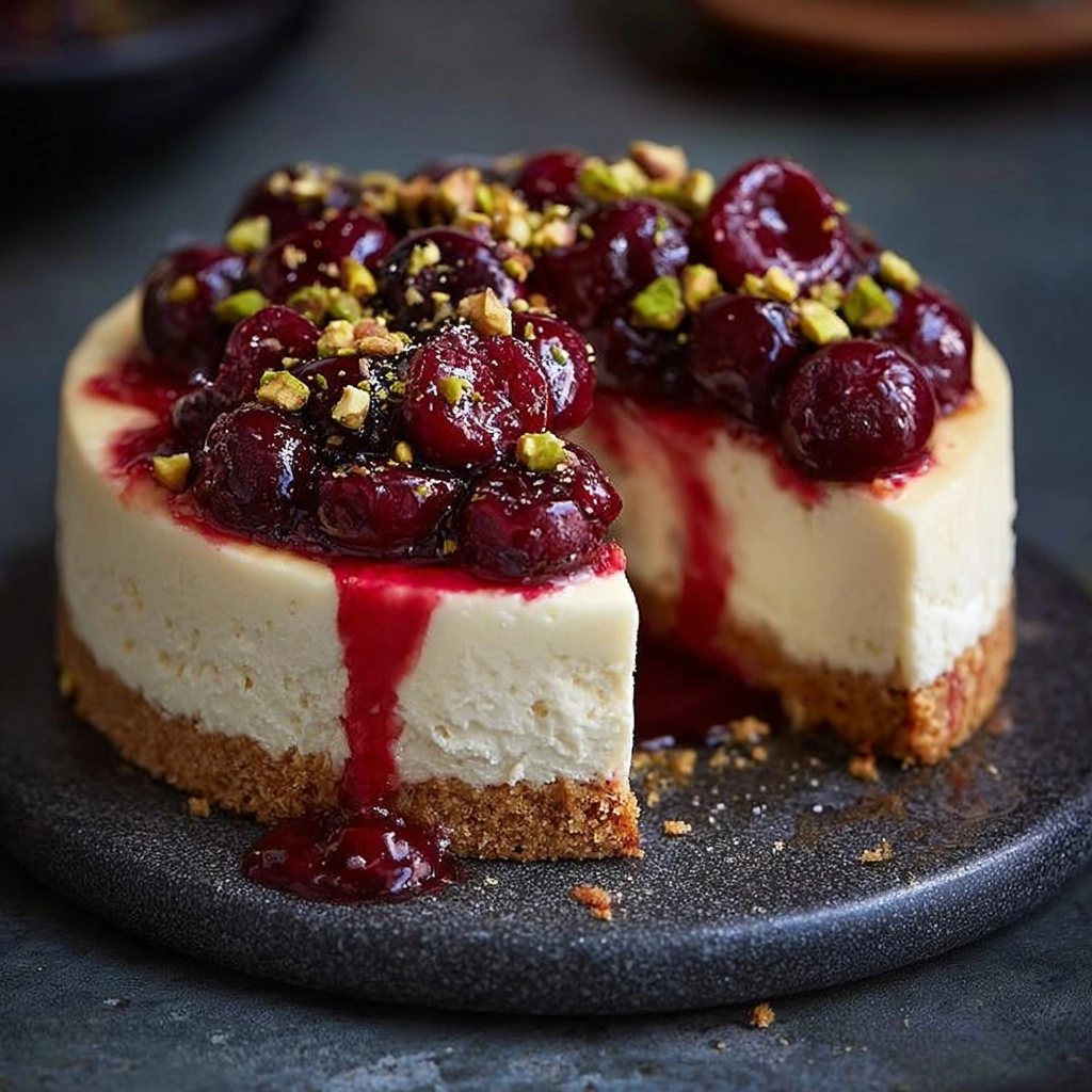 Cherry Pistachio Cheesecake** Recipe