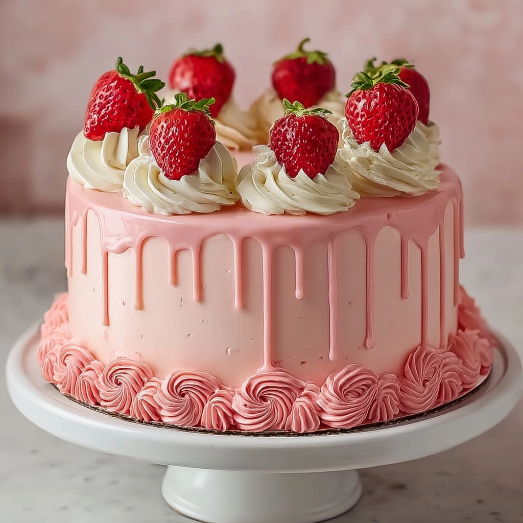 Strawberry Drip Cake Recipe