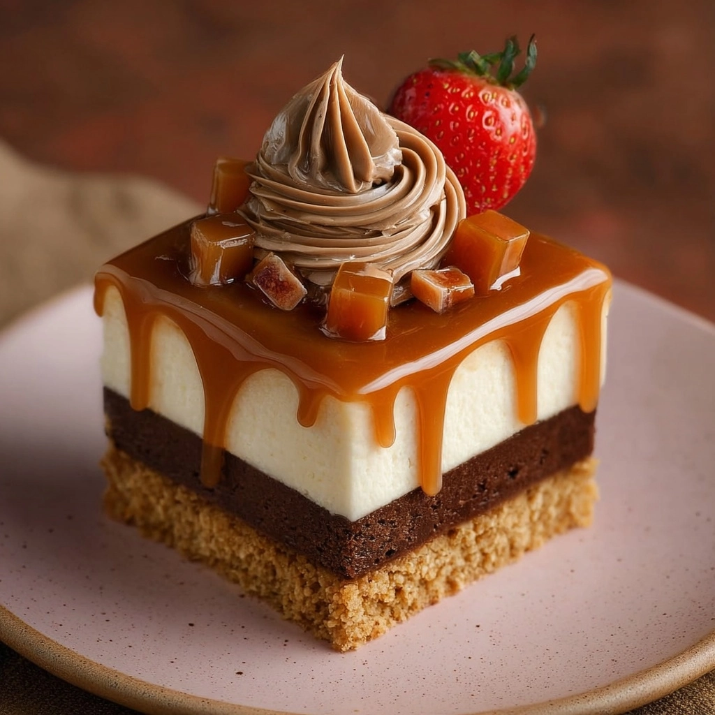 Caramel Chocolate Cheesecake Bars Recipe