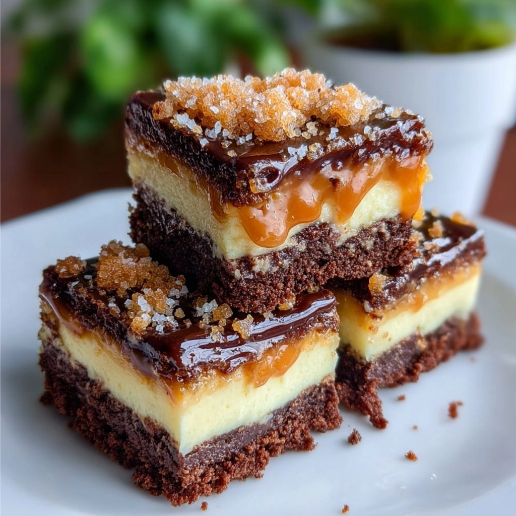 Caramel Brownie Cheesecake Bars Recipe