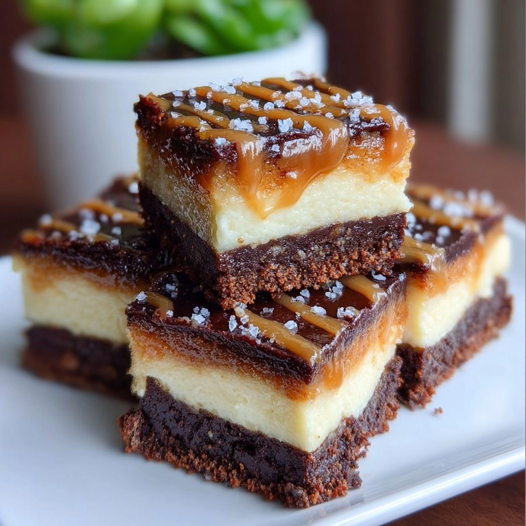 Caramel Brownie Cheesecake Bars Recipe
