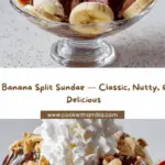 Cream Sundae with Banana Split and Nuts Recipe