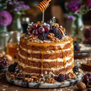 Honey Walnut & Berry Layer Cake Recipe