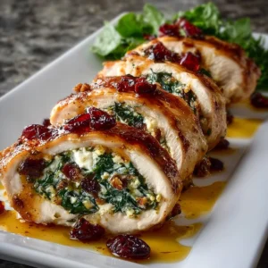 Cranberry & Spinach Stuffed Chicken Breasts with Parmesan Recipe