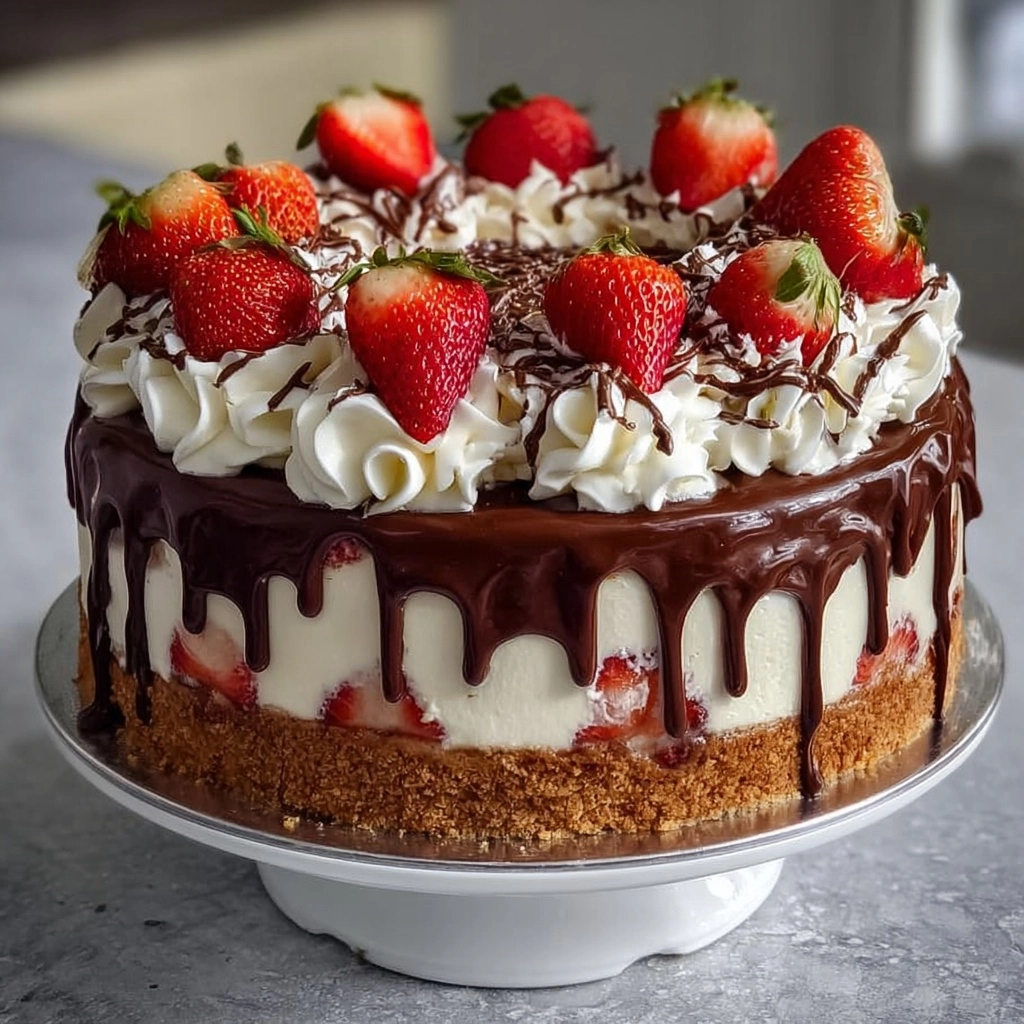 Strawberry Chocolate Drip Cake Recipe