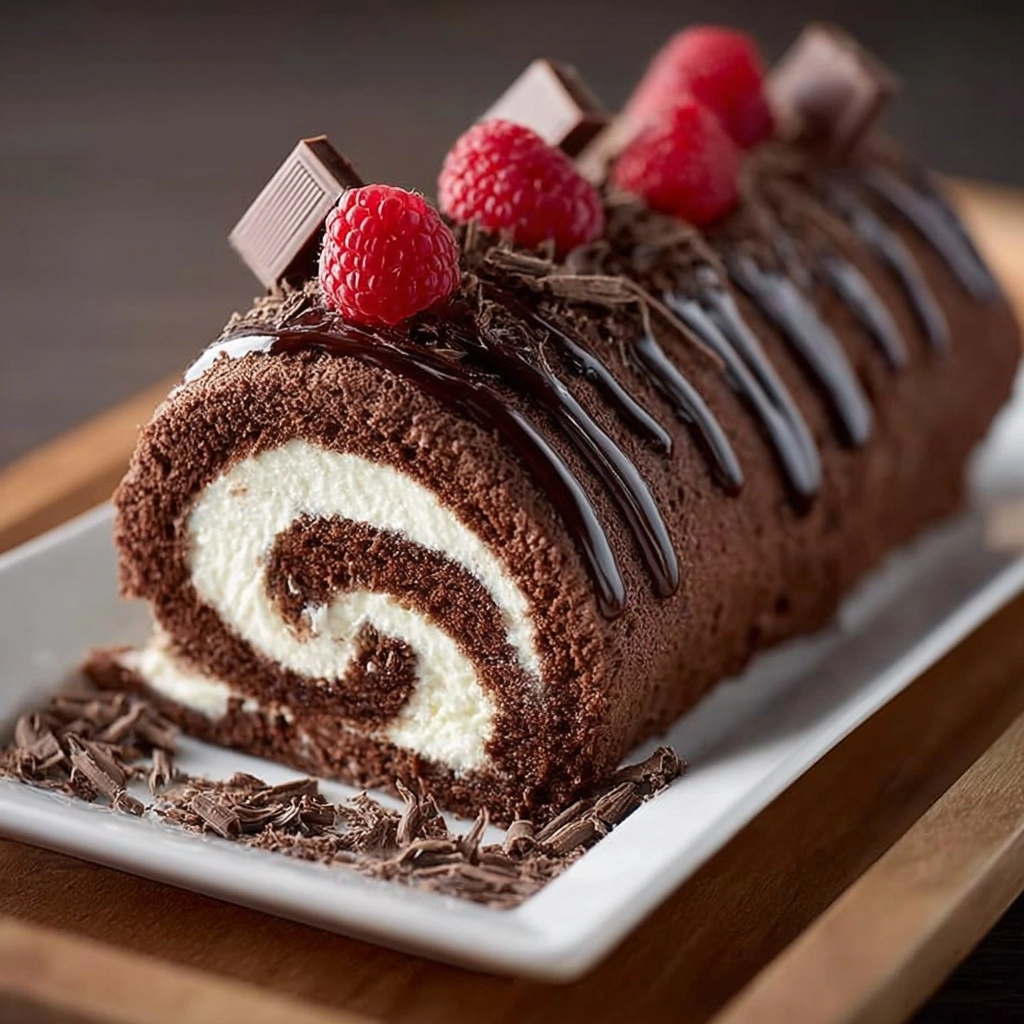 Chocolate Swiss Roll Cake Recipe - Recipe Image