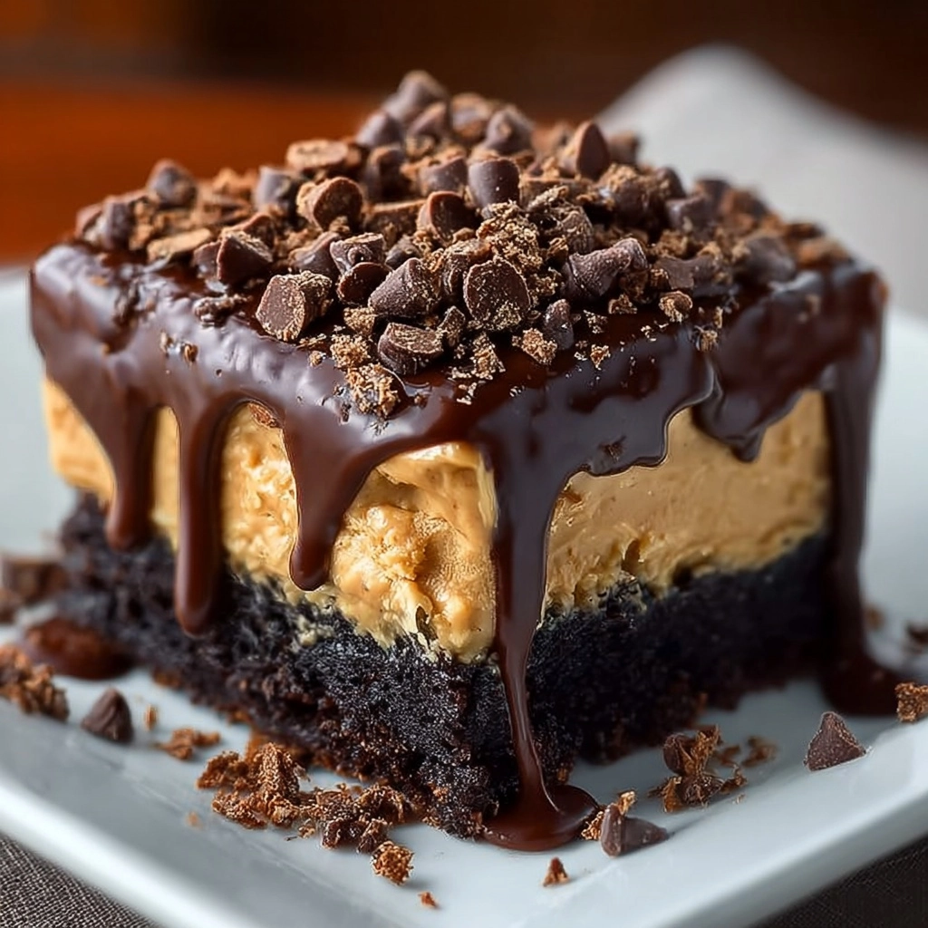 Chocolate Peanut Butter Poke Cake Recipe