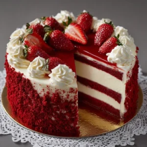 Red Velvet Strawberry Cream Cake Recipe