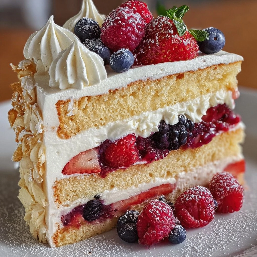 Fresh Berry Chantilly Layer Cake Recipe - Recipe Image