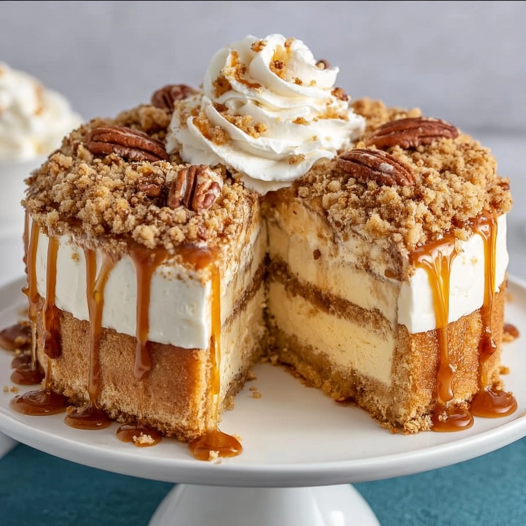 Banana Pecan Caramel Ice Cream Cake Recipe - Recipe Image