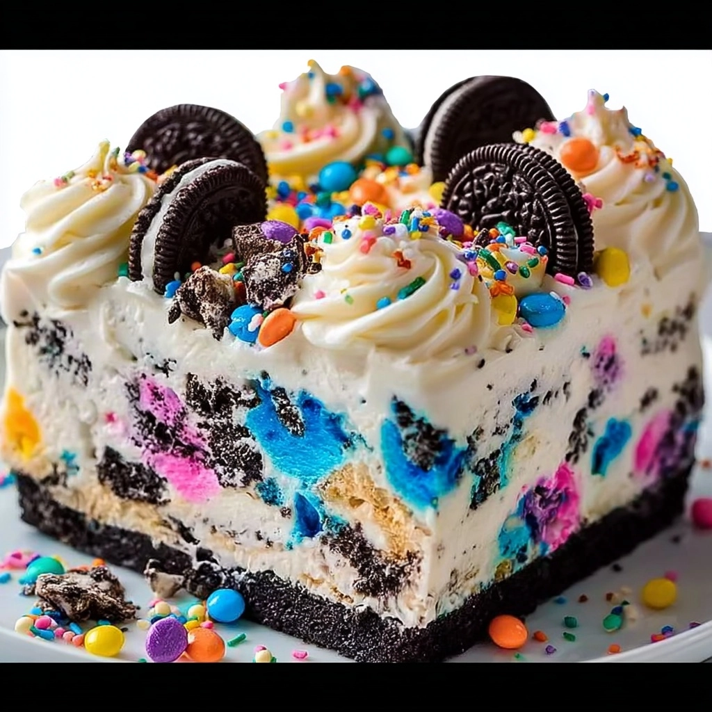 No-Bake Funfetti Oreo Ice Cream Cake Recipe