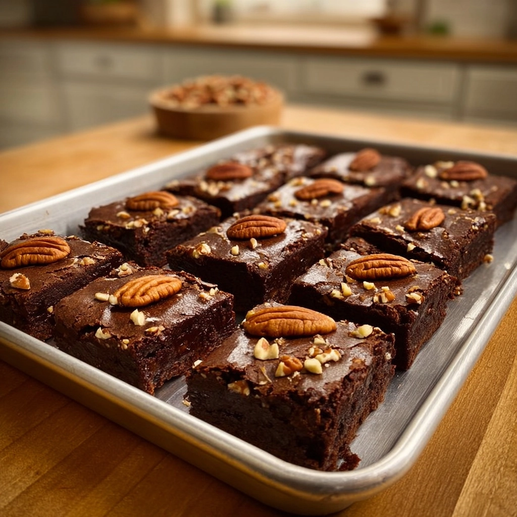 Fudgy Chocolate Pecan Brownies Recipe - Recipe Image