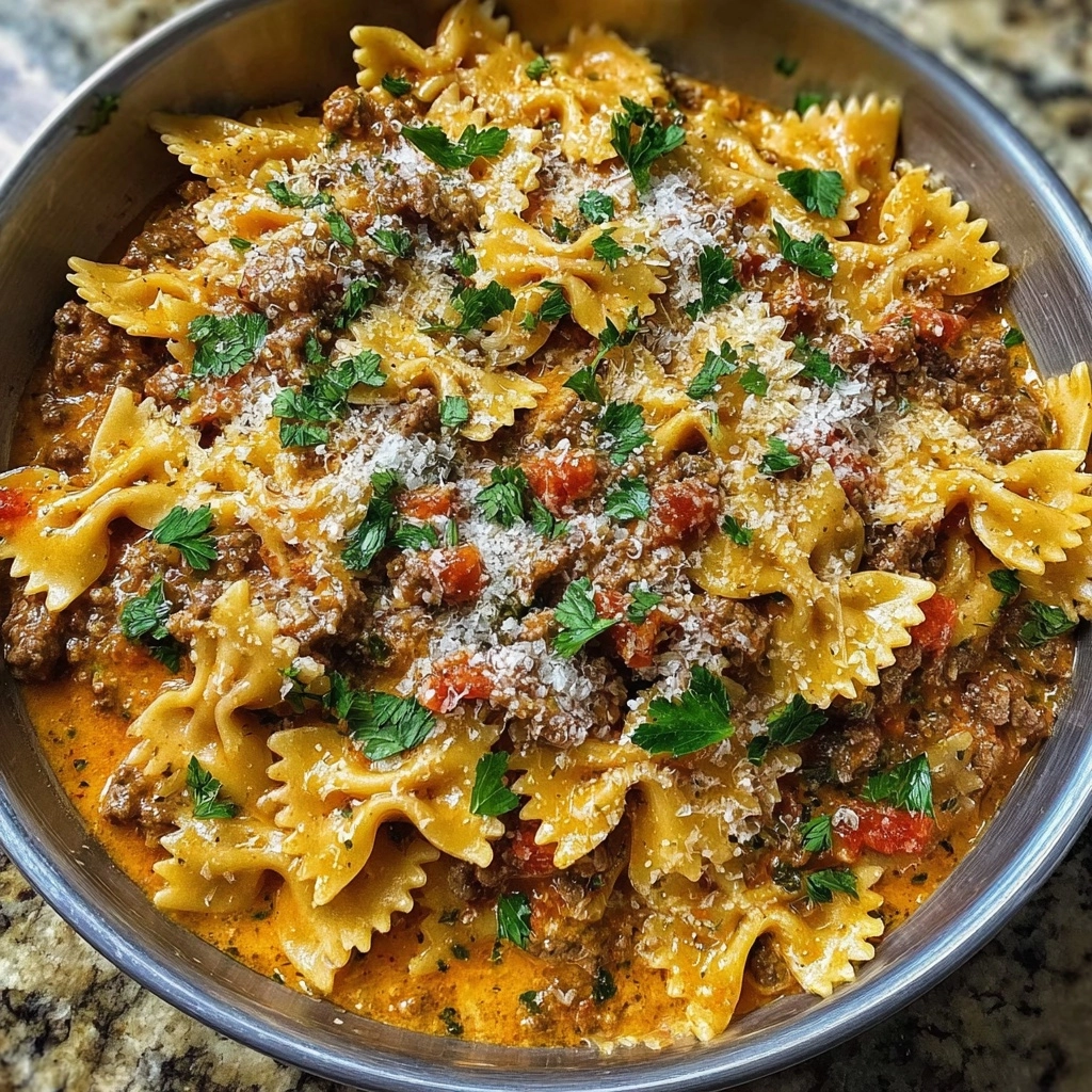 Savory Bowtie Pasta with Ground Beef Recipe 3 Savory Bowtie Pasta with Ground Beef Recipe - Recipe Image