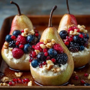 Baked Pears with Berries, Honey, Walnuts & Goat Cheese Recipe