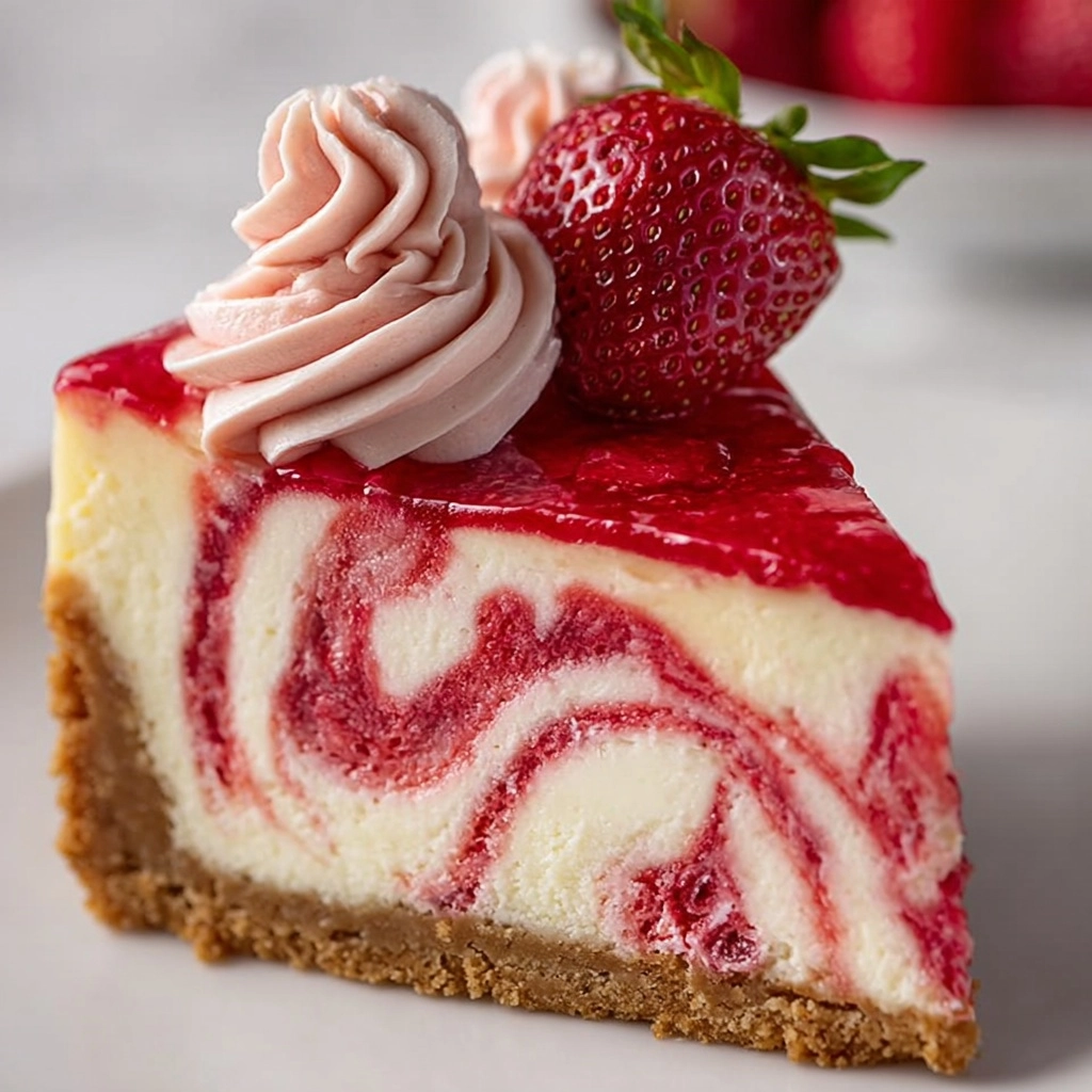 Strawberry Swirl Cheesecake Recipe 2 Strawberry Swirl Cheesecake Recipe - Recipe Image