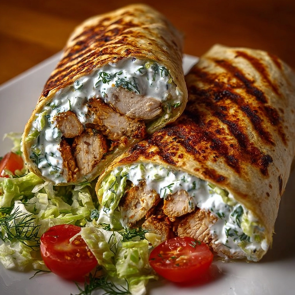 Greek Chicken Wraps with Tzatziki Sauce Recipe 2 Greek Chicken Wraps with Tzatziki Sauce Recipe - Recipe Image
