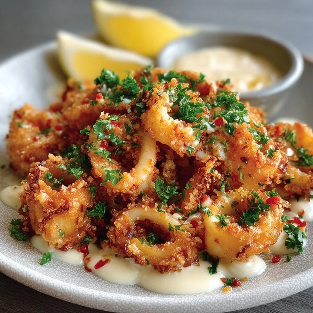 Lemon Garlic Calamari with Aioli Recipe - Recipe Image