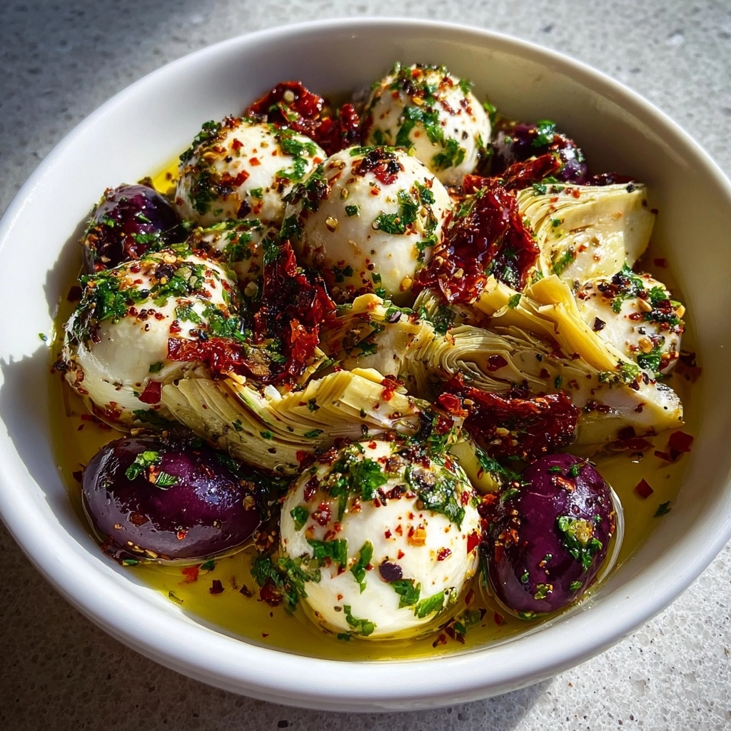 Marinated Mozzarella Balls, Artichokes, and Olives Recipe