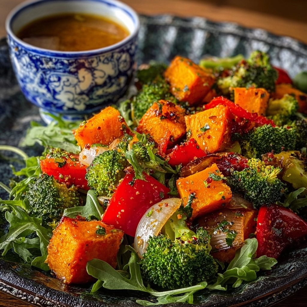 Roasted Veggie & Pistachio Salad with Tahini Maple Drizzle Recipe