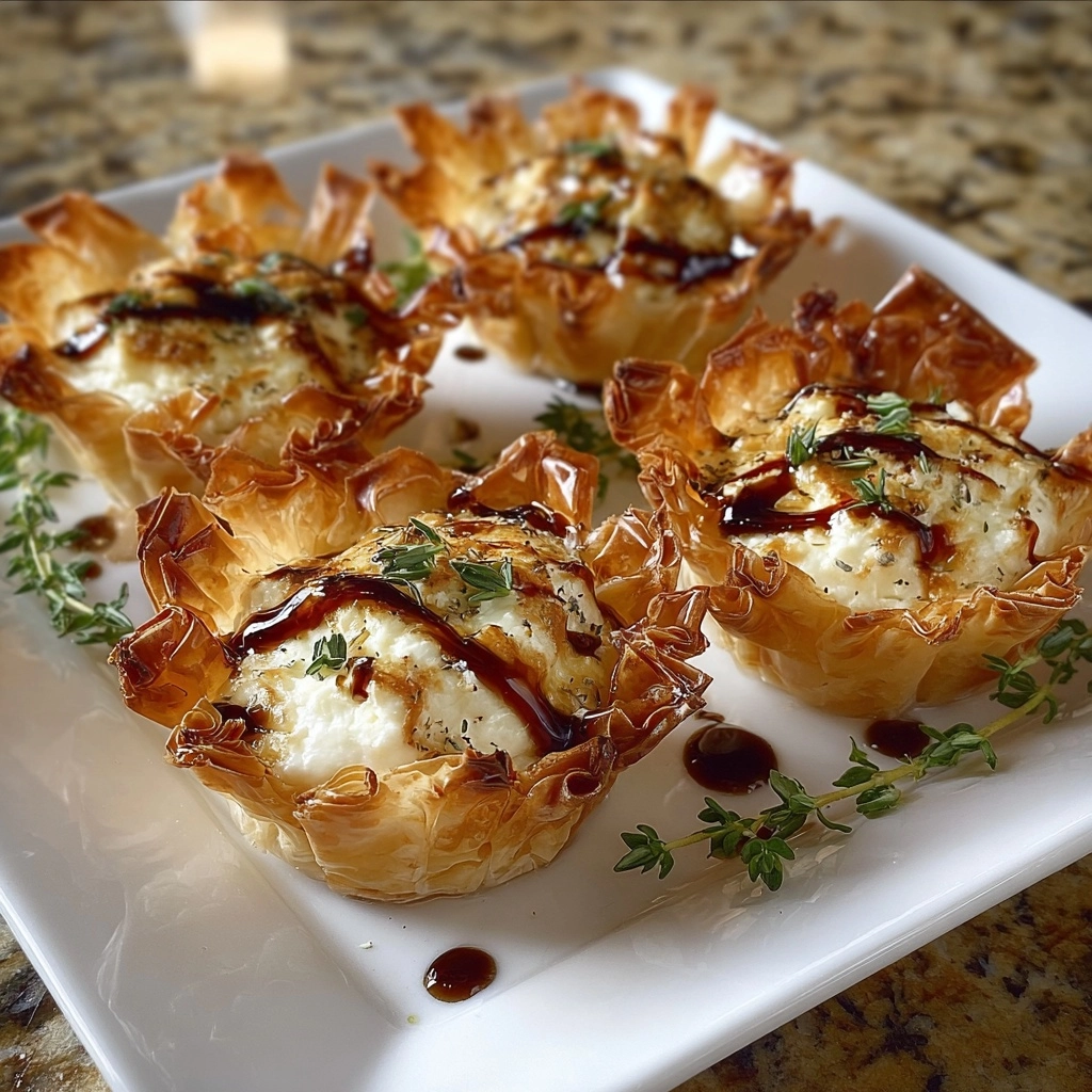 Baked Brie and Apple Phyllo Cups with Honey Thyme Drizzle Recipe 3 Baked Brie and Apple Phyllo Cups with Honey Thyme Drizzle Recipe - Recipe Image