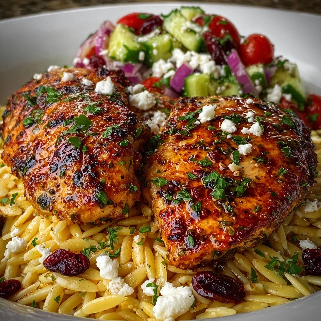 Mediterranean Chicken with Cranberry Orzo Salad Recipe