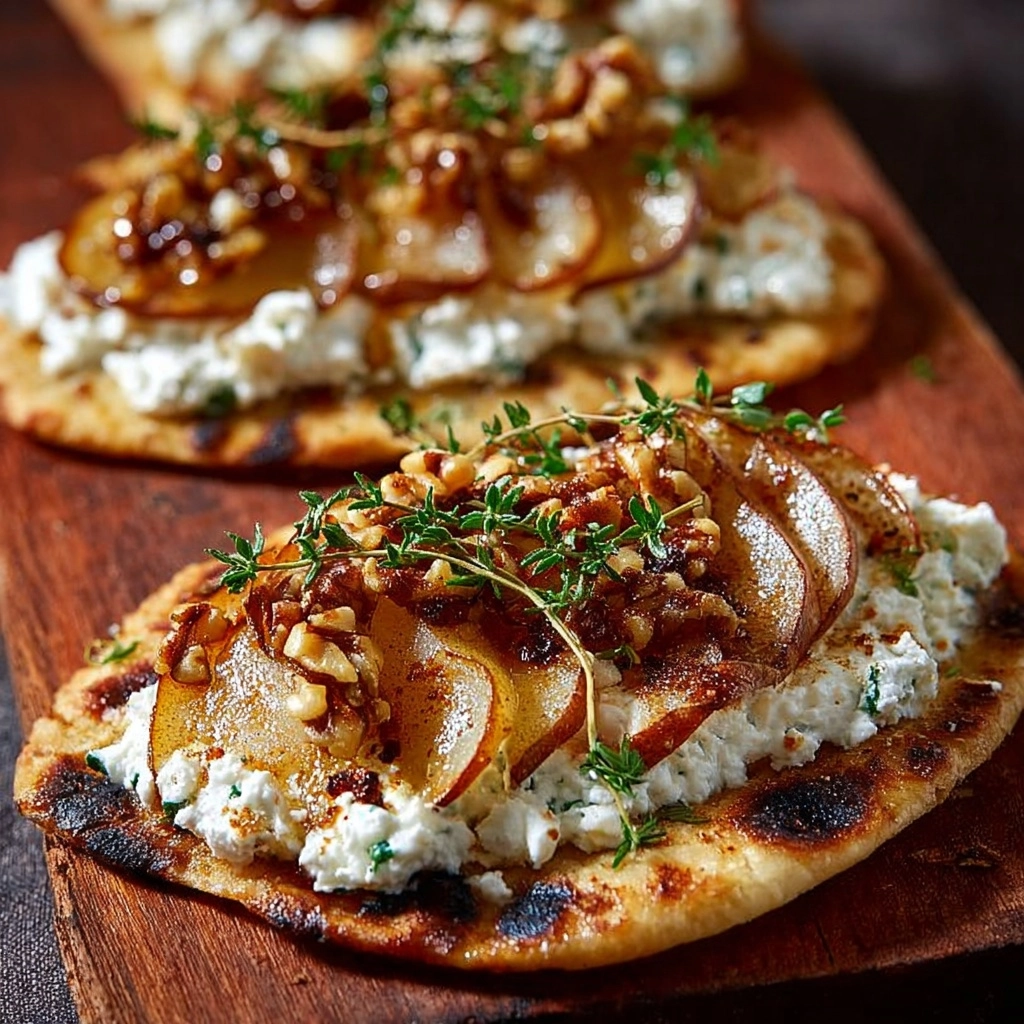 Whipped Feta Flatbread with Caramelized Pears Recipe