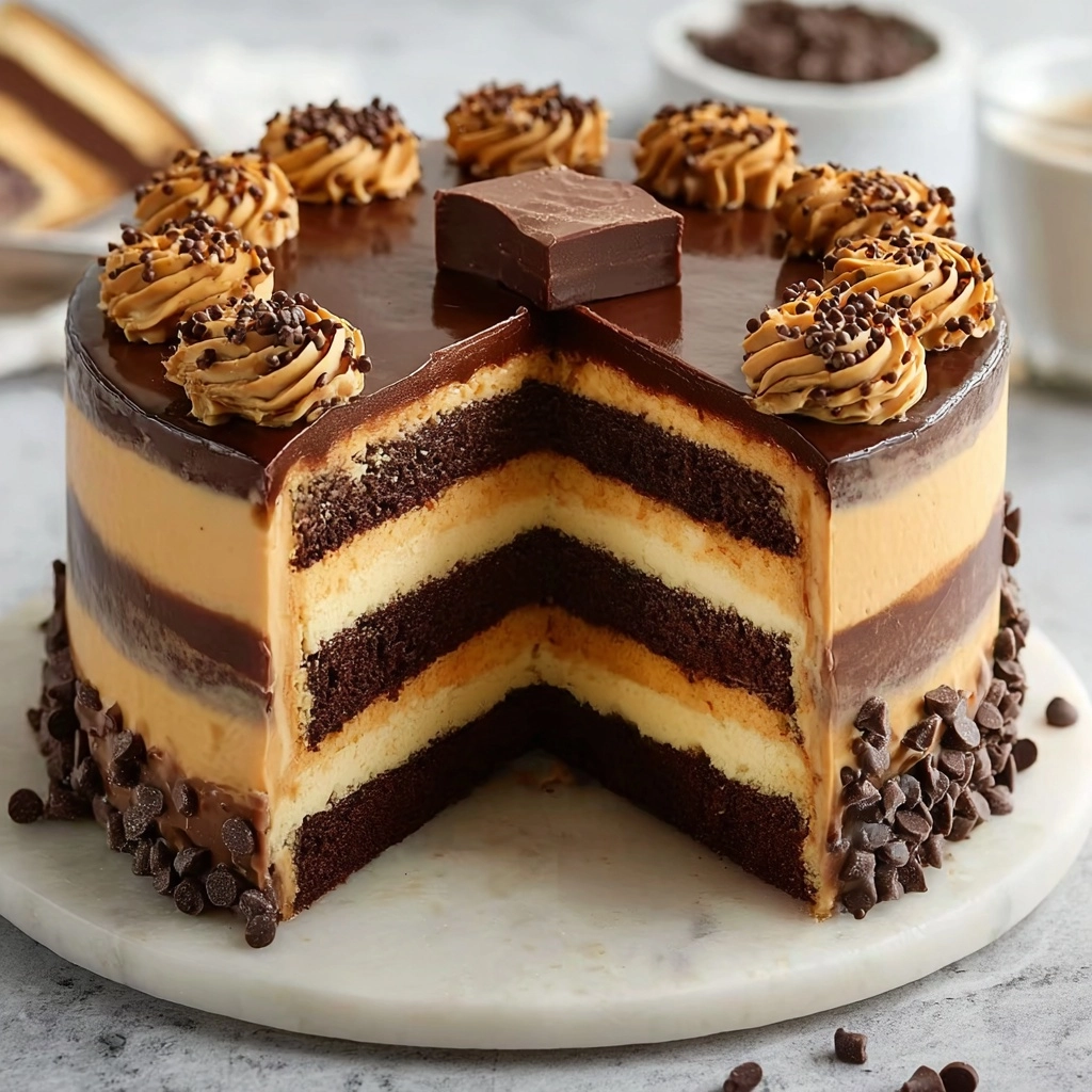 Easy Chocolate Peanut Butter Layer Cake Recipe - Recipe Image