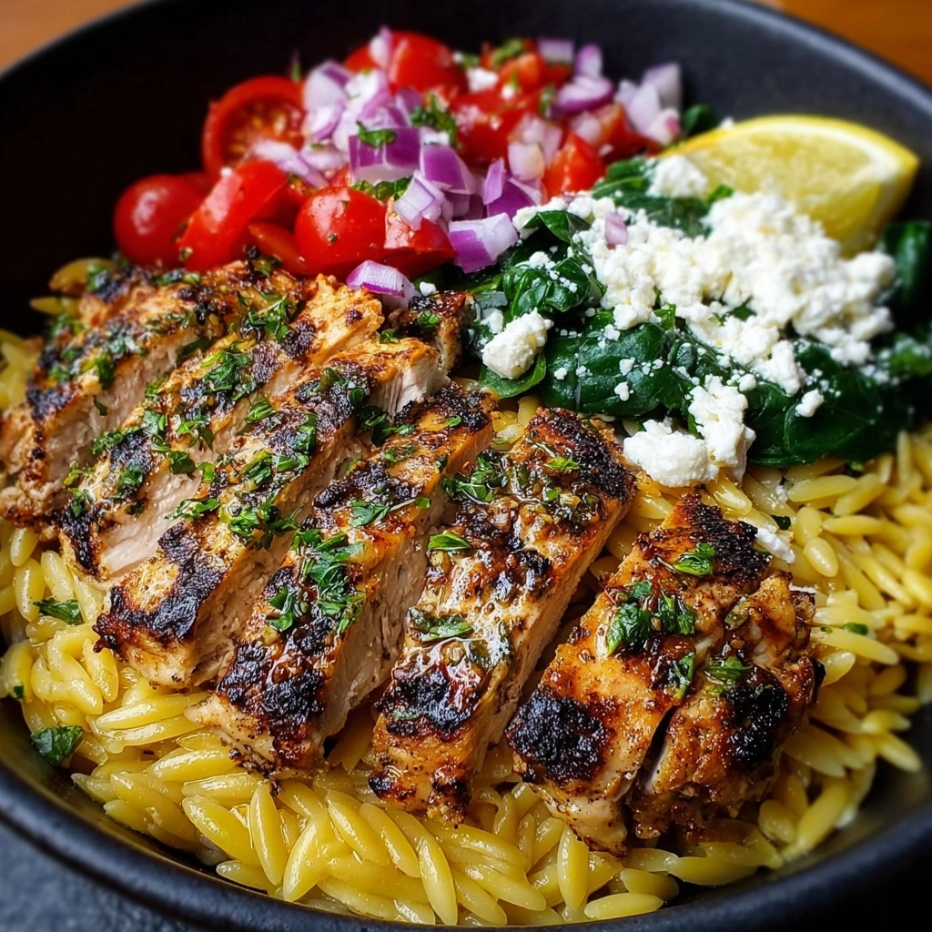 Lemon Orzo Greek Chicken Bowl Recipe