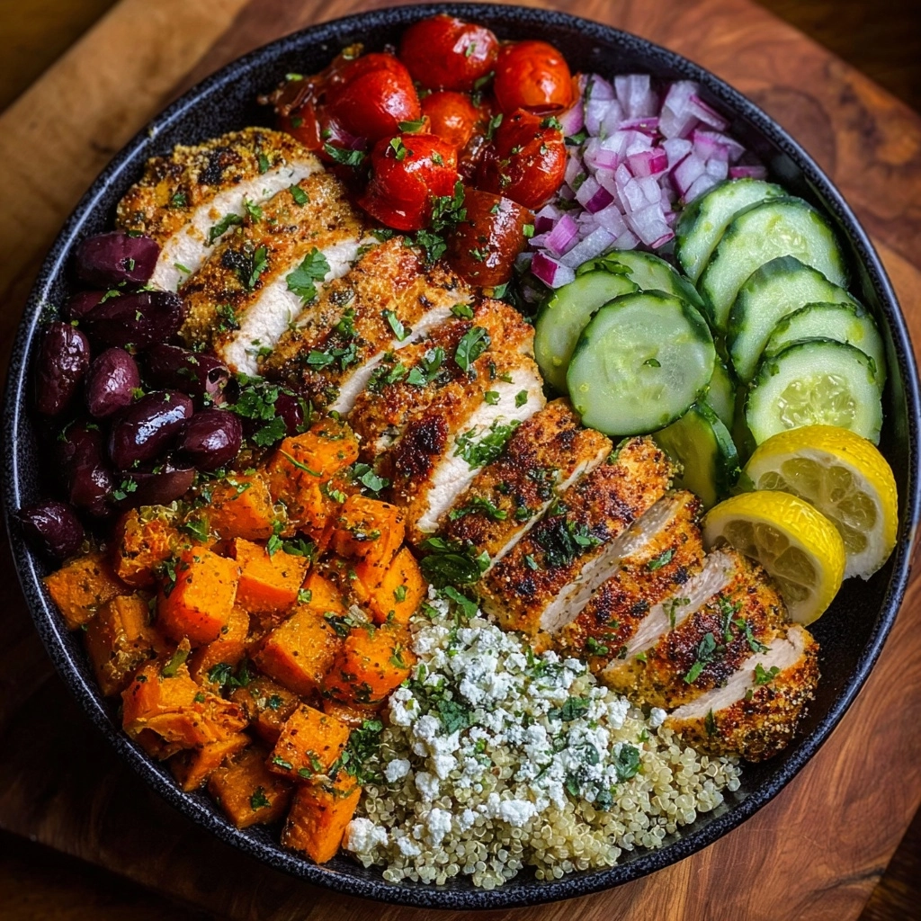 Greek Chicken Grain Bowl with Roasted Sweet Potatoes Recipe - Recipe Image