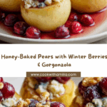Honey-Baked Pears with Winter Berries & Gorgonzola Recipe
