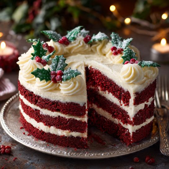 Homemade Christmas Red Velvet Cake recipe - Recipe Image