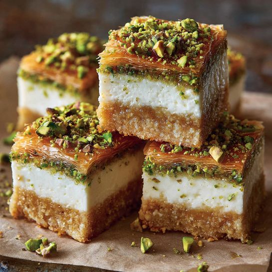 Pistachio Baklava Cheesecake Bars Recipe