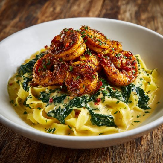 Shrimp Alfredo with Spinach Recipe - Recipe Image