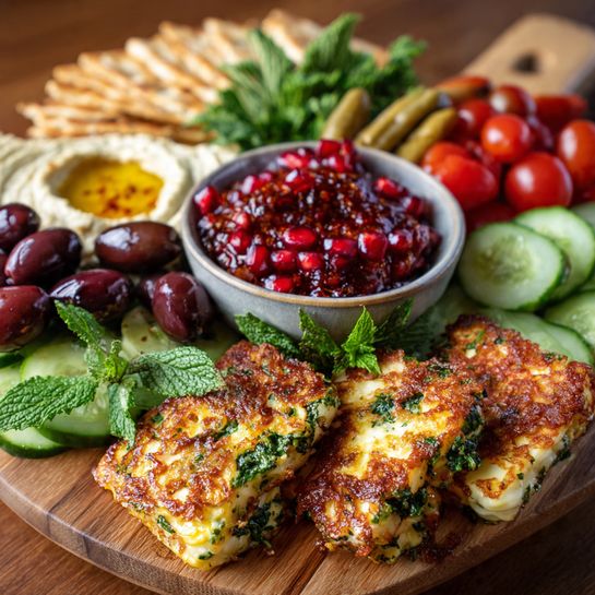 Greek Halloumi Mezze Board with Chili Honey Drizzle Recipe