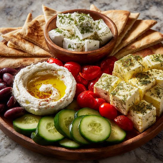 Greek Mezze Platter with Garlic Whipped Feta Recipe