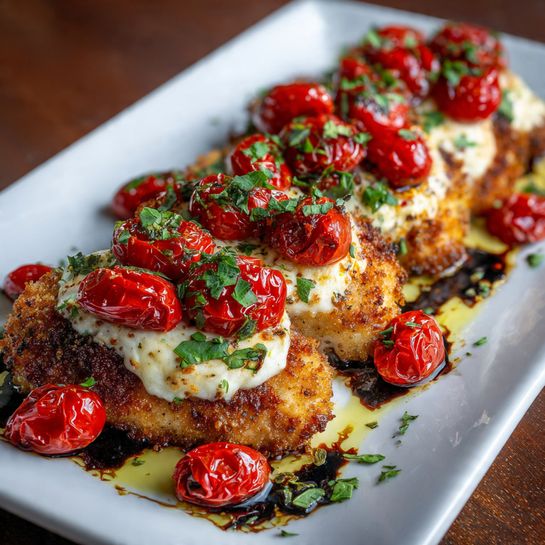 Place cooked chicken on a serving platter Recipe