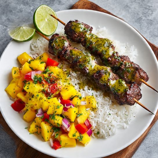 Jamaican Jerk Pork Skewers with Mango Salsa Recipe 3 Jamaican Jerk Pork Skewers with Mango Salsa Recipe - Recipe Image