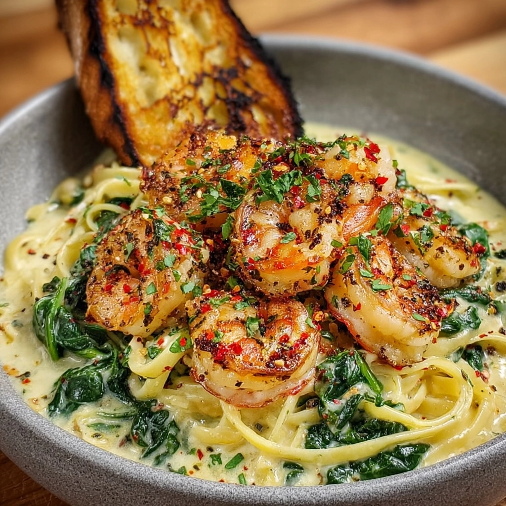 Shrimp Alfredo with Spinach Recipe