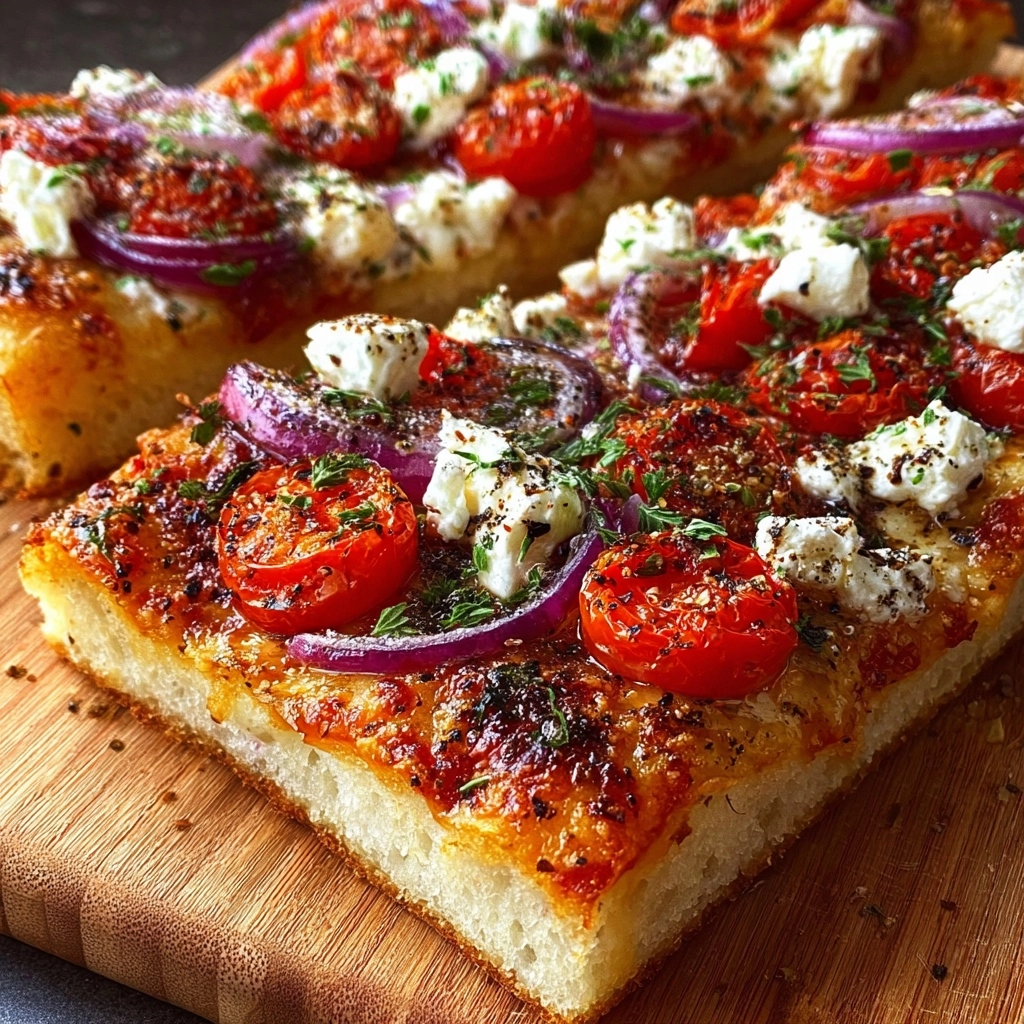 Roasted Red Pepper and Feta Flatbread Recipe - Recipe Image