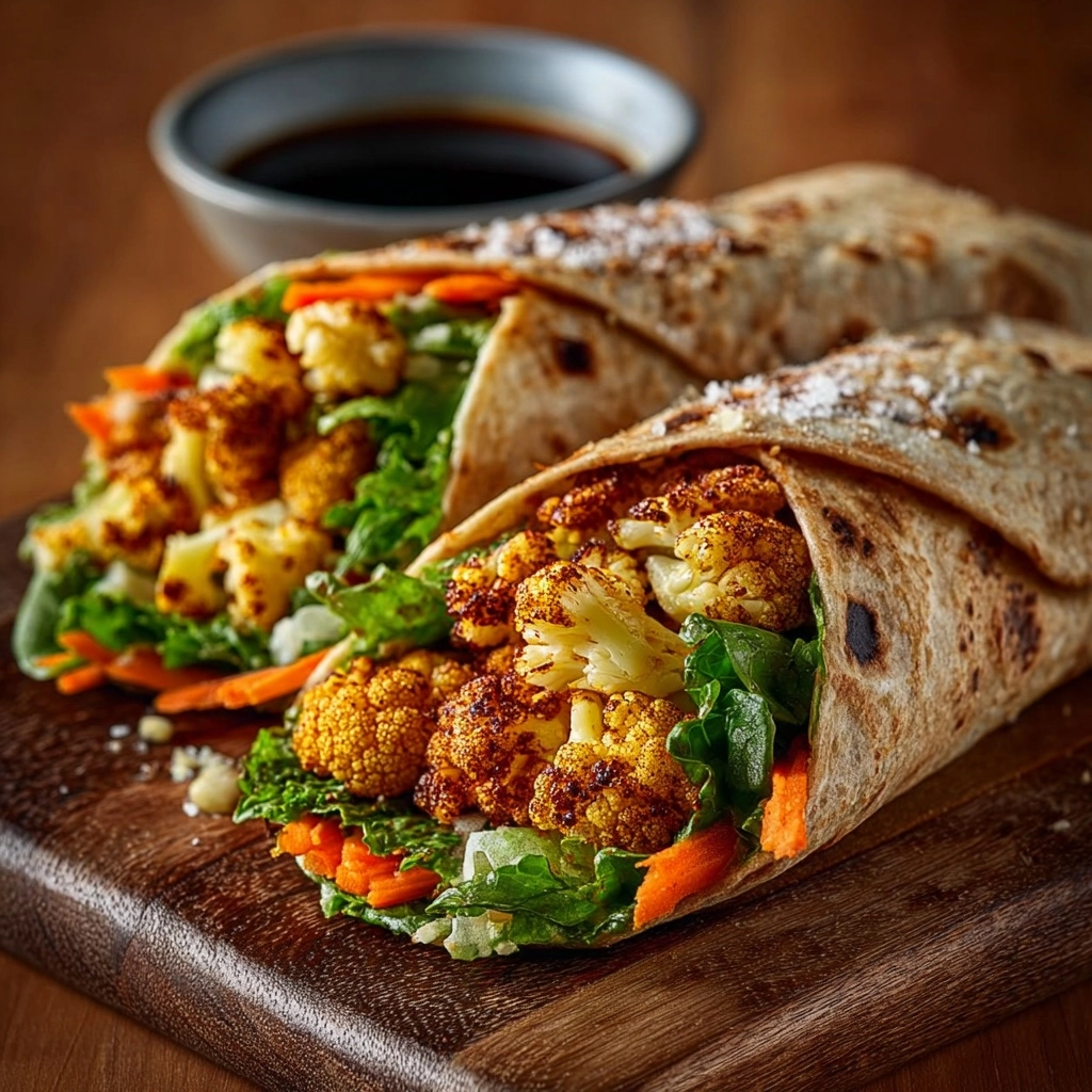 Hot Honey Roasted Cauliflower & Chickpea Wraps Recipe 2 Hot Honey Roasted Cauliflower & Chickpea Wraps Recipe - Recipe Image