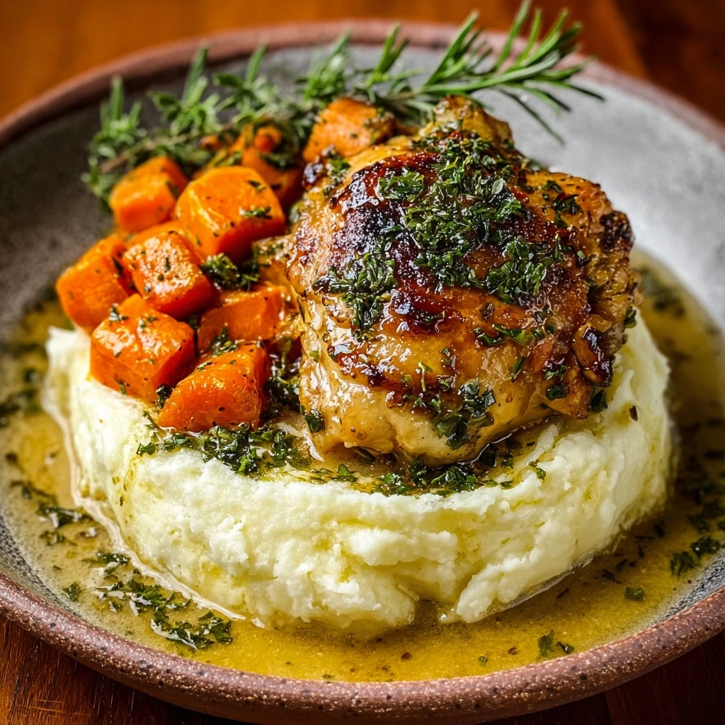 hs with Mashed Potatoes & Glazed Carrots Recipe