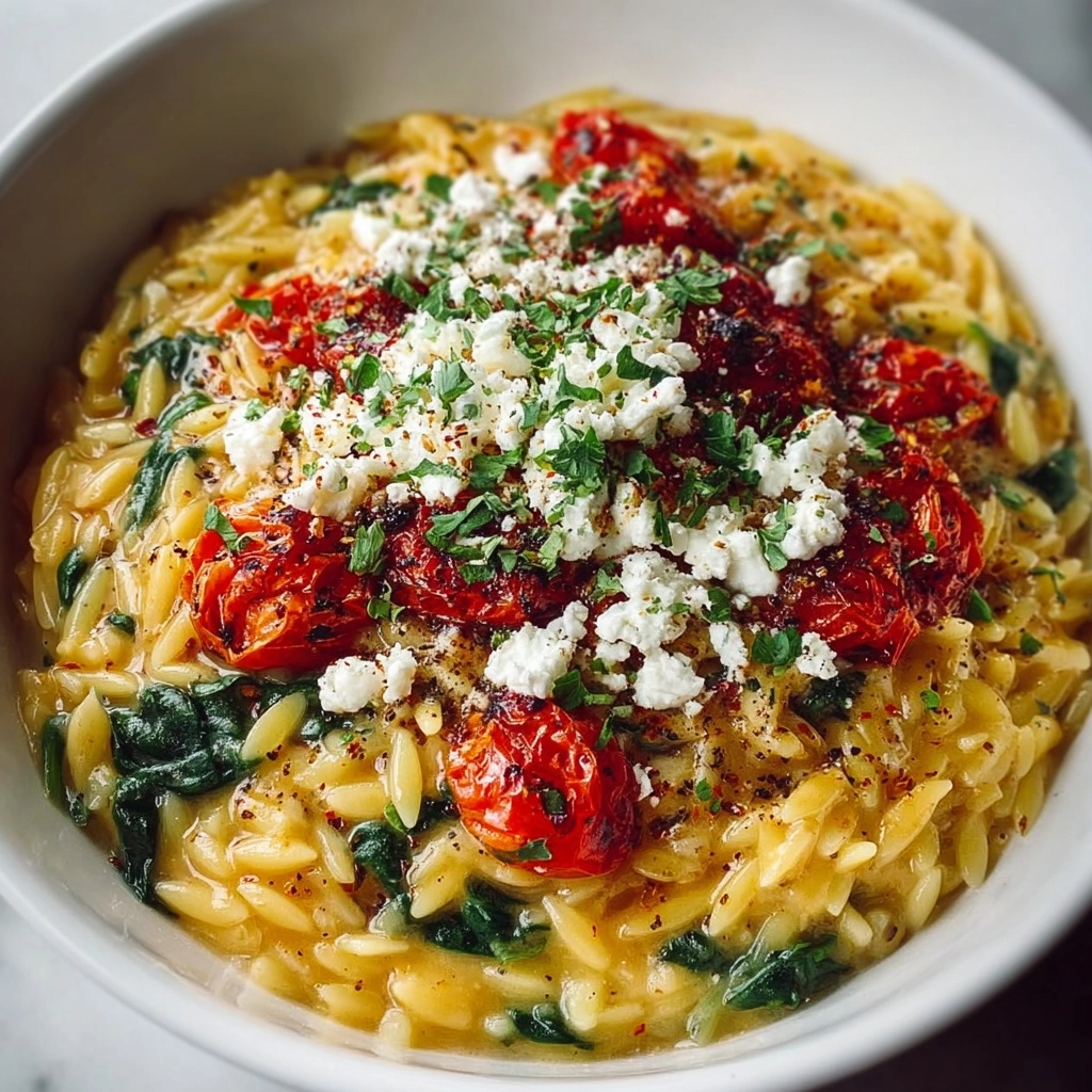 Roasted Red Pepper Feta Orzo Recipe