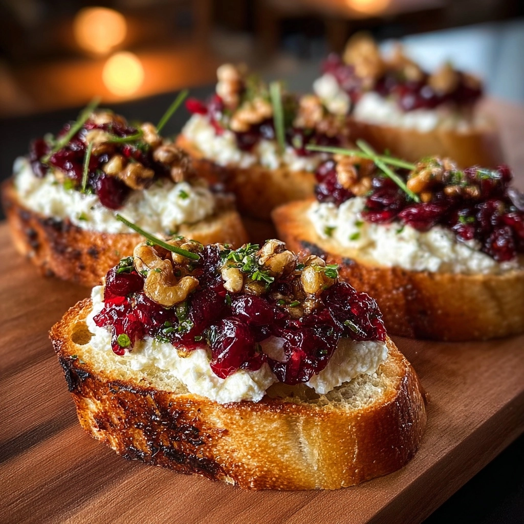 Cranberry Walnut Goat Cheese Crostini Recipe - Recipe Image