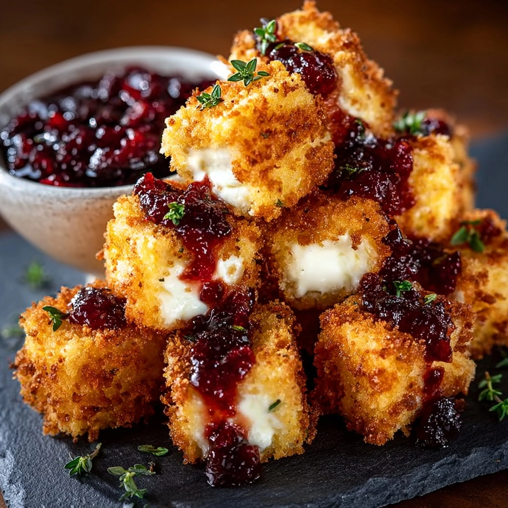Crispy Feta Bites with Roasted Cranberry Pecan Sauce Recipe - Recipe Image