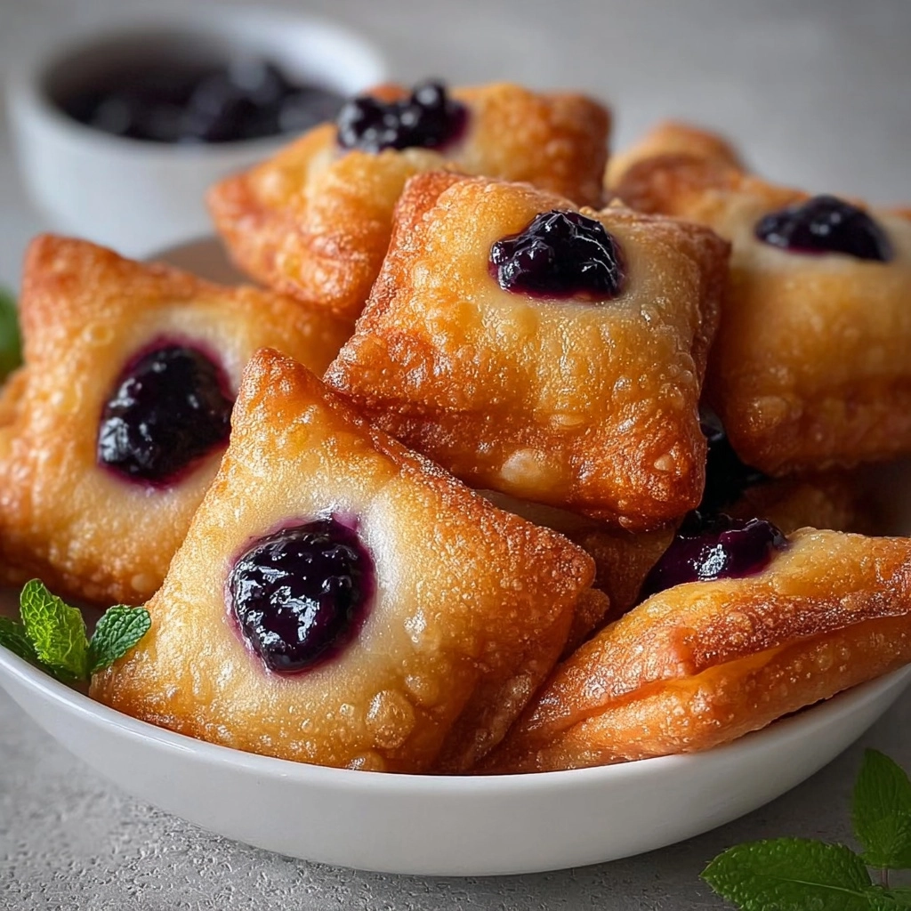 Deep-Fried Blueberry Cheesecake Wonton Bites Recipe